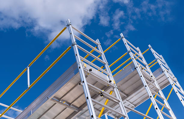 Mobile scaffolding tower installation on-site